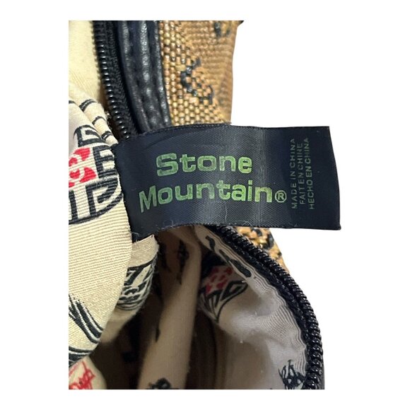 Stone Mountain Tan & Black Floral Tapestry Shoulder Bag with Faux Leather Base & - Picture 6 of 7